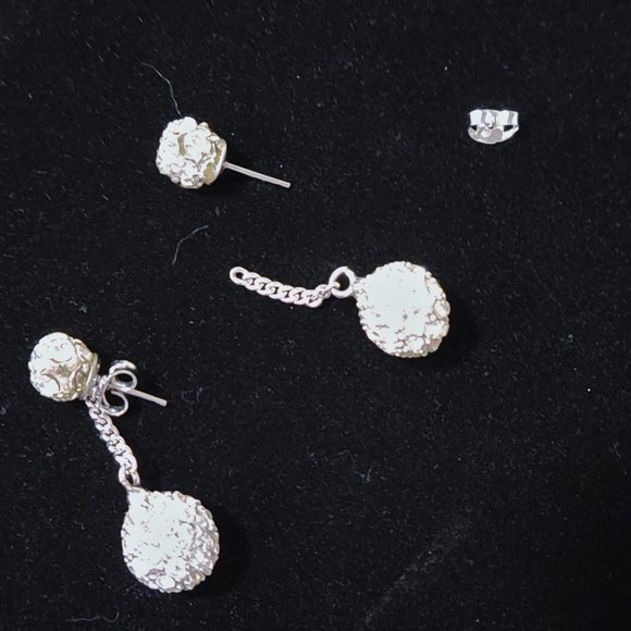 Rhinestone ball drop pierced earrings - Picture 2 of 2
